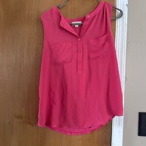 LOFT Vibrant Pink Button-Front Blouse